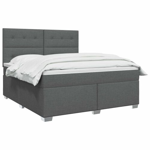 Boxspring krevet s madracem Tamnosiva 180 x 200 cm Tkanina - Tamnosiva 180 x 200 cm Prošiveno gumbima Cijena
