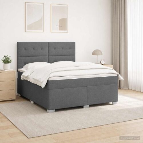 Boxspring krevet s madracem Tamnosiva 180 x 200 cm Tkanina - Tamnosiva 180 x 200 cm Prošiveno gumbima Cijena