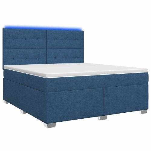 Boxspring krevet s madracem Plava 180 x 200 cm Tkanina - Plava 180 x 200 cm Prošiveno gumbima Cijena