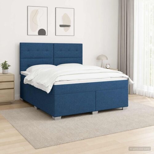 Boxspring krevet s madracem Plava 180 x 200 cm Tkanina - Plava 180 x 200 cm Prošiveno gumbima Cijena