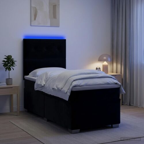 Boxspring krevet s madracem Crna 80 x 200 cm Baršun - Crna 80 x 200 cm Prošiveno gumbima Cijena