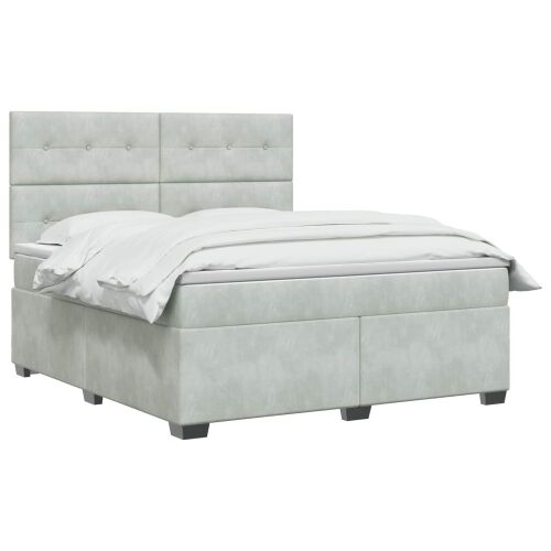 Boxspring krevet s madracem Svjetlosiva 160 x 200 cm Baršun - Svjetlosiva 160 x 200 cm Prošiveno gumbima Cijena