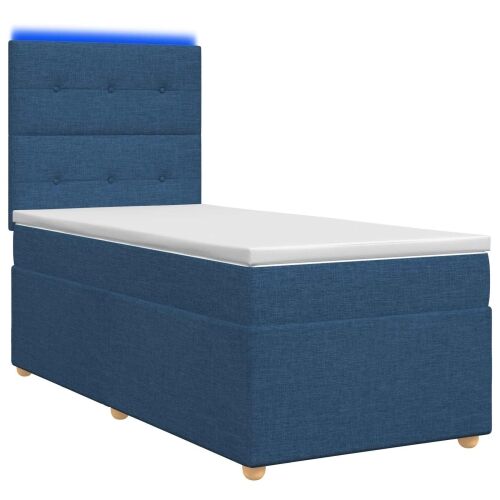Boxspring krevet s madracem Plava 90 x 200 cm Tkanina - Plava 90 x 200 cm Prošiveno gumbima Cijena