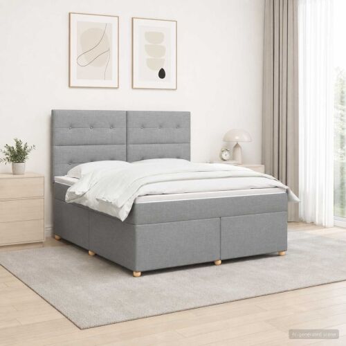 Boxspring krevet s madracem Svjetlosiva 160 x 200 cm Tkanina - Svjetlosiva 160 x 200 cm Prošiveno gumbima Cijena