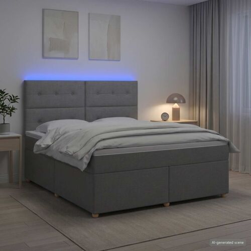 Boxspring krevet s madracem Svjetlosiva 160 x 200 cm Tkanina - Svjetlosiva 160 x 200 cm Prošiveno gumbima Cijena