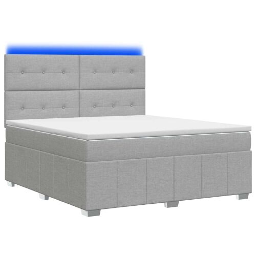 LED okvir za krevet s madracem Svjetlosiva 160 x 200 cm Tkanina - Svjetlosiva 160 x 200 cm Prošiveno gumbima Cijena
