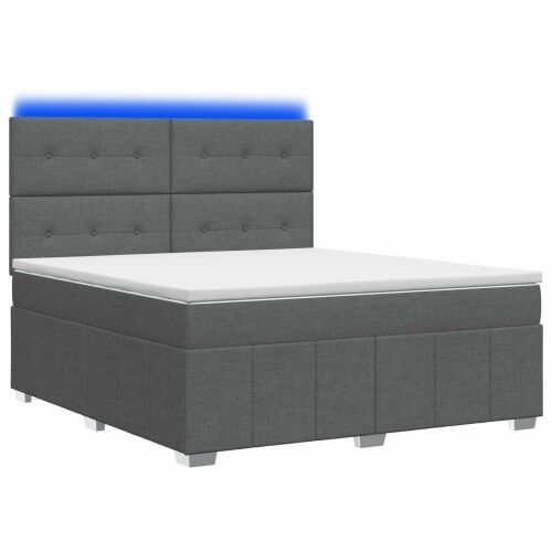 LED okvir za krevet s madracem Tamnosiva 180 x 200 cm Tkanina - Tamnosiva 180 x 200 cm Prošiveno gumbima Cijena