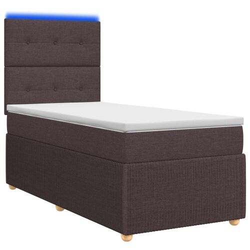 LED okvir za krevet s madracem Tamno smeđa 80 x 200 cm Tkanina - Tamno smeđa 80 x 200 cm Prošiveno gumbima Cijena