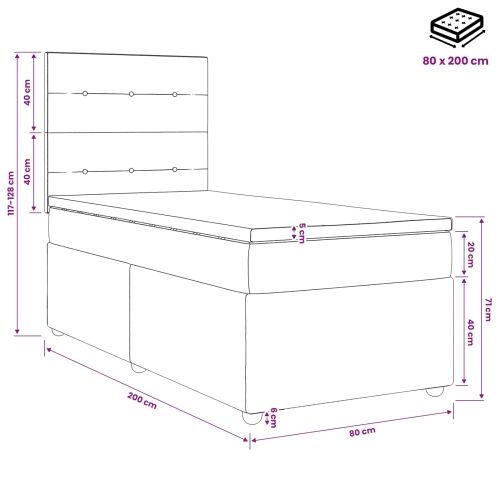 LED okvir za krevet s madracem Tamno smeđa 80 x 200 cm Tkanina - Tamno smeđa 80 x 200 cm Prošiveno gumbima Cijena
