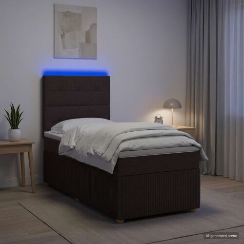 LED okvir za krevet s madracem Tamno smeđa 80 x 200 cm Tkanina - Tamno smeđa 80 x 200 cm Prošiveno gumbima Cijena