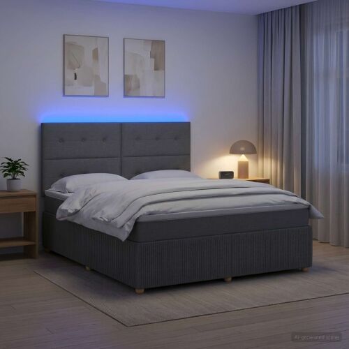 LED okvir za krevet s madracem Tamnosiva 180 x 200 cm Tkanina - Tamnosiva 180 x 200 cm Prošiveno gumbima Cijena