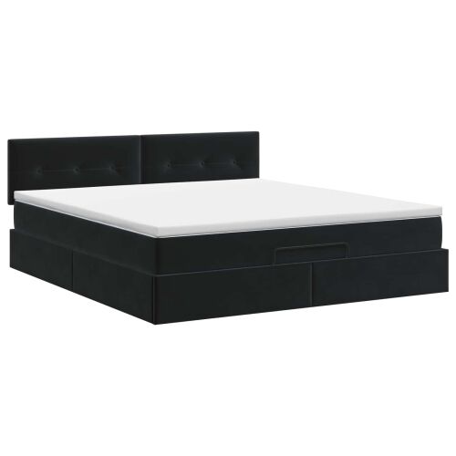 Podesivi krevet s madracem Crna 160 x 200 cm Baršun - Crna 160 x 200 cm Prošiveno gumbima Cijena