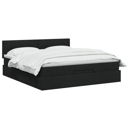 Krevet od pjene s madracem i LED-om Crna 160 x 200 cm Tkanina - Crna 160 x 200 cm Prošiveno gumbima Cijena
