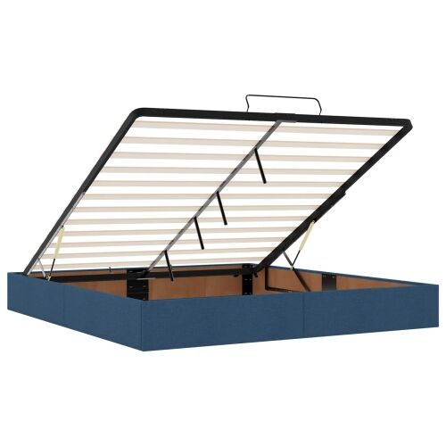 Krevet od pjene s madracem i LED-om Plava 180 x 200 cm Tkanina - Plava 180 x 200 cm Prošiveno gumbima Cijena