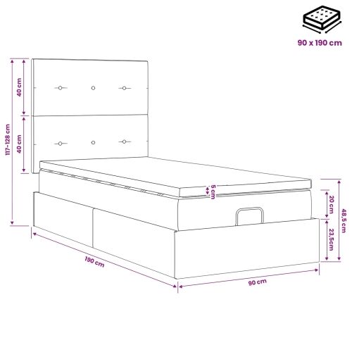 Podesivi krevet s madracem Plava 90 x 190 cm Tkanina - Plava 90 x 190 cm Prošiveno gumbima Cijena