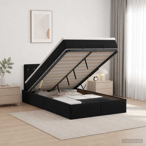 Podesivi krevet s madracem Crna 120 x 190 cm Baršun - Crna 120 x 190 cm Kristal s dugmadima Cijena