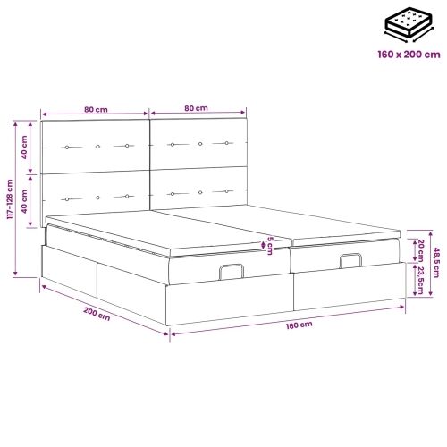 Podesivi krevet s madracem 2 kom. Svjetlosiva Tkanina - Svjetlosiva 160 x 200 cm Prošiveno gumbima Cijena