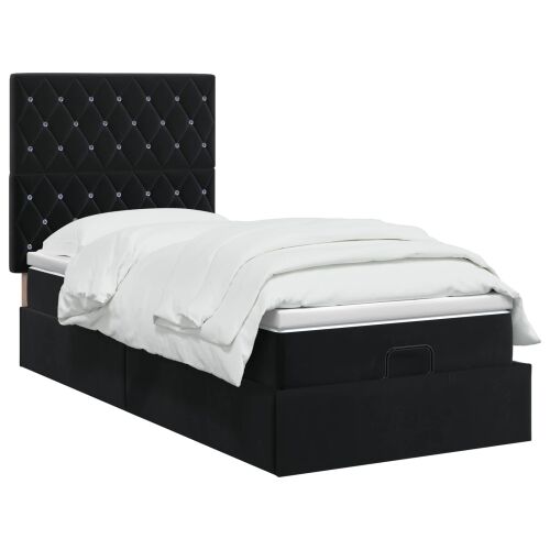 Krevet od pjene s madracem i LED-om Crna 80 x 200 cm Baršun - Crna 80 x 200 cm Kristal s dugmadima Cijena