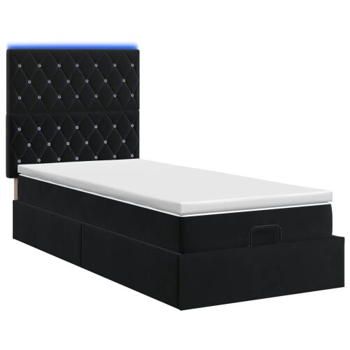 Krevet od pjene s madracem i LED-om Crna 80 x 200 cm Baršun - Crna 80 x 200 cm Kristal s dugmadima Cijena