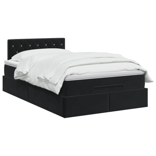 Krevet od pjene s madracem i LED-om Crna 120 x 190 cm Baršun - Crna 120 x 190 cm Kristal s dugmadima Cijena