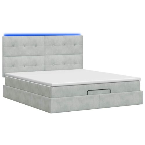 Krevet od pjene s madracem i LED-om Svjetlosiva 160 x 200 cm - Svjetlosiva 160 x 200 cm Prošiveno gumbima Cijena