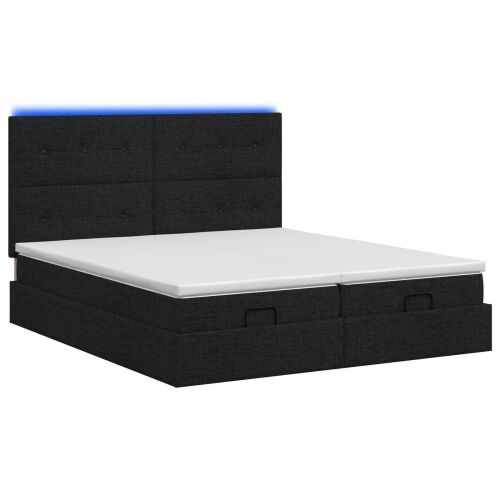 Krevet od pjene s madracem i LED-om Crna 160 x 200 cm Tkanina - Crna 160 x 200 cm Prošiveno gumbima Cijena