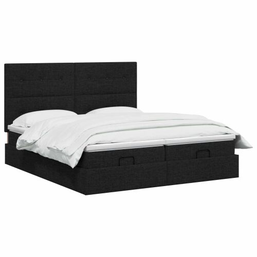 Krevet od pjene s madracem i LED-om Crna 160 x 200 cm Tkanina - Crna 160 x 200 cm Prošiveno gumbima Cijena
