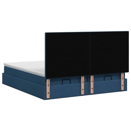Krevet od pjene s madracem i LED-om Plava 180 x 200 cm Tkanina - Plava 180 x 200 cm Prošiveno gumbima Cijena