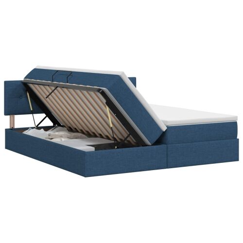 Krevet s od storage s uzglavljem 2 kom. Plava Lažna koža - Plava 180 x 200 cm Prošiveno gumbima Cijena