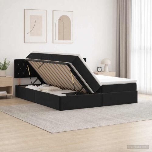 Krevet s od storage s uzglavljem 2 kom. Crna - Crna 200 x 200 cm Kristal s dugmadima Cijena
