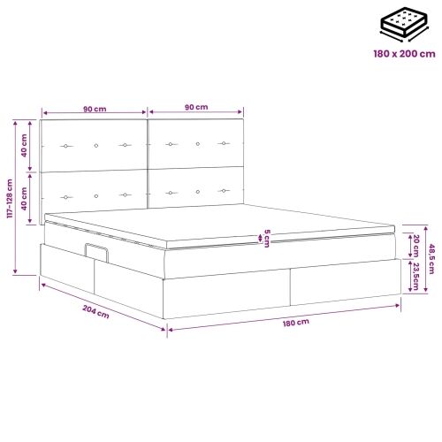 Krevet s madracem i skladištem Tamnosiva 180 x 200 cm tkanina - Tamnosiva 180 x 200 cm Prošiveno gumbima Cijena