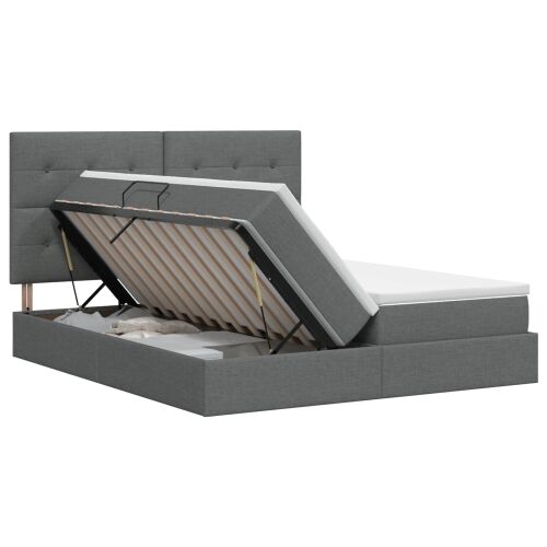 Krevet s od storage s uzglavljem Tamnosiva 180 x 200 cm Tkanina - Tamnosiva 180 x 200 cm Prošiveno gumbima Cijena