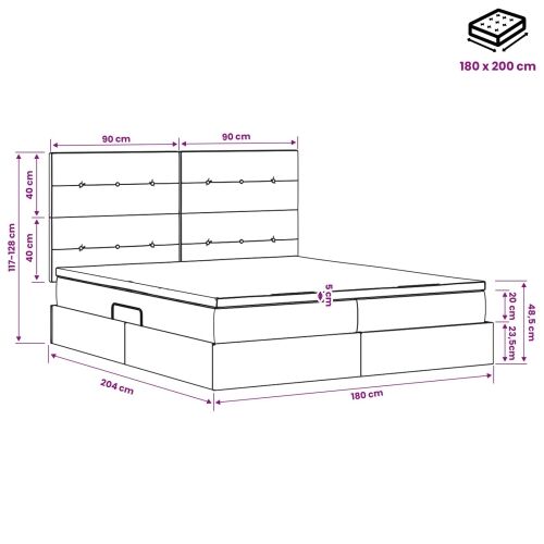 Krevet s od storage s uzglavljem Tamnosiva 180 x 200 cm Tkanina - Tamnosiva 180 x 200 cm Prošiveno gumbima Cijena