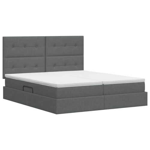 Krevet s od storage s uzglavljem Tamnosiva 180 x 200 cm Tkanina - Tamnosiva 180 x 200 cm Prošiveno gumbima Cijena