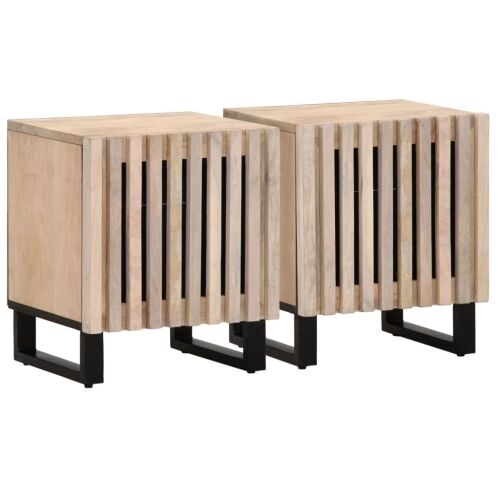 Noćni ormarići 2 kom 40x34x46 cm masivno izbijeljeno drvo manga - 2 Masivno izbijeljeno drvo 2 Masivno izbijeljeno drvo Cijena