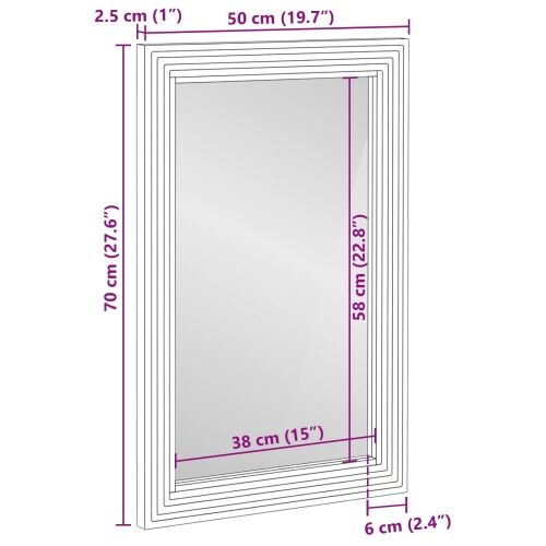 Zrcalo za kupaonicu Zidne s ogledalom Smeđa 70 x 50 x 2.5 cm - Masivno bagremovo drvo Cijena