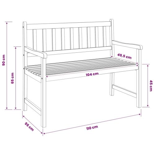 Vrtna klupa 2-Broj sjedala 110 x 55 x 90 cm Čvrsto drvo akacije Cijena