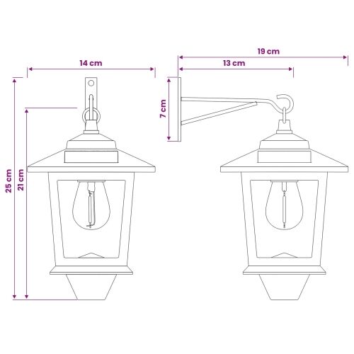 Lampa za zid 2 kom. Crna 19 x 14 x 25 cm Nehrđajući čelik i ABS - Zidna Cijena
