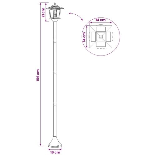 Set uličnih lampi with LED Bulb 2 kom. Crna 16 x 16 x 156 cm - Set Lanterne Cijena