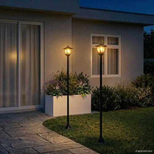 Set uličnih lampi with LED Bulb 2 kom. Crna 16 x 16 x 156 cm - Set Lanterne Cijena
