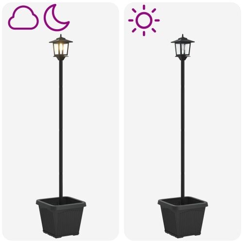 Solarna lampa s postoljem i saksijom Crna 32 x 32 x 158 cm - s saksijom Cijena