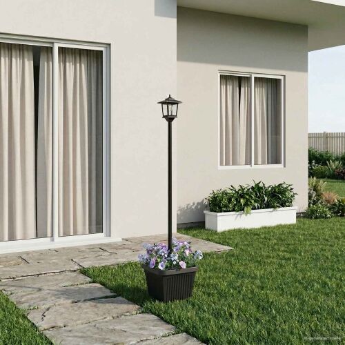 Solarna lampa s postoljem i saksijom Crna 32 x 32 x 158 cm - s saksijom Cijena