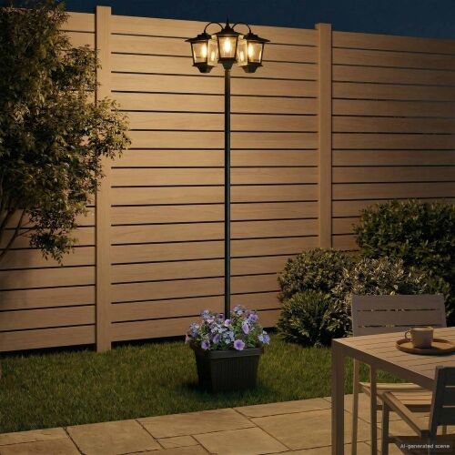 Lampion sa 3 glave s posadnikom Crna 32 x 32 x 188 cm - Neuzorkovana lampion (s posudom) Cijena