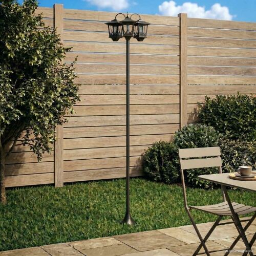Lampa sa tri glave Crna 16 x 16 x 187 cm Aluminij i ABS - Sjenilo s uzorkom (bez posude) Cijena