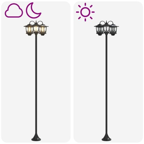 Lampa sa tri glave Crna 16 x 16 x 187 cm Aluminij i ABS - Sjenilo s uzorkom (bez posude) Cijena