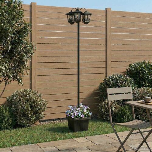 Lampa sa tri glave Crna 32 x 32 x 188 cm Aluminij i ABS - Šablonirana sjenila (s posudom) Cijena