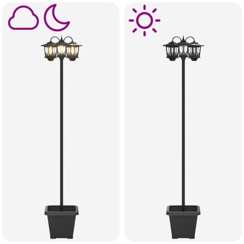 Lampa sa tri glave Crna 32 x 32 x 188 cm Aluminij i ABS - Šablonirana sjenila (s posudom) Cijena