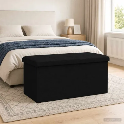 Sklopiva klupa za pohranu Crna 180 kg 80 L 77 x 38 x 38 cm - Crna 77 x 38 x 38 cm Cijena
