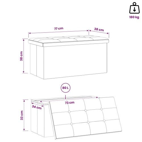 Sklopiva klupa za pohranu Plava 180 kg 80 L 77 x 38 x 38 cm - Plava 77 x 38 x 38 cm Cijena