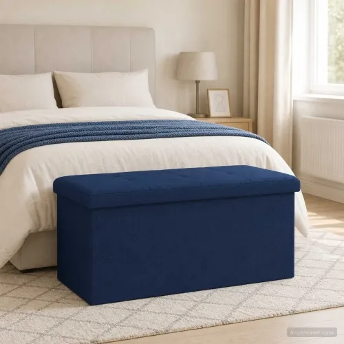 Sklopiva klupa za pohranu Plava 180 kg 80 L 77 x 38 x 38 cm - Plava 77 x 38 x 38 cm Cijena
